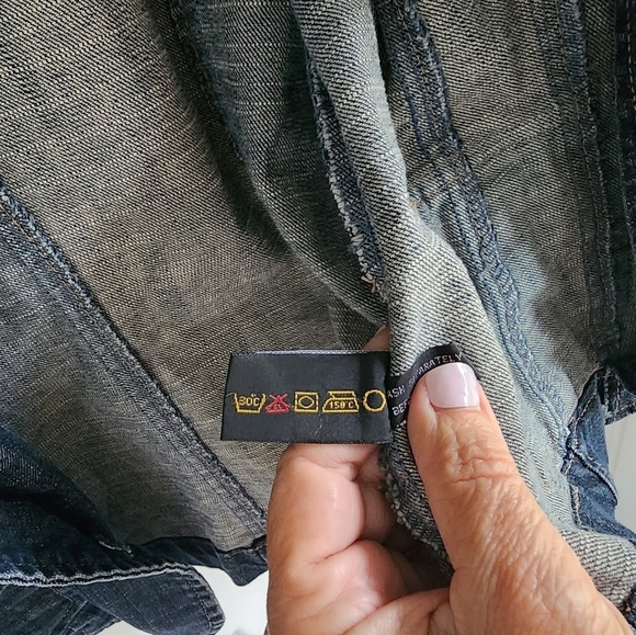 Contrast Y2K 1990s Jean Blazer with Front Pockets XL - Picture 6 of 6